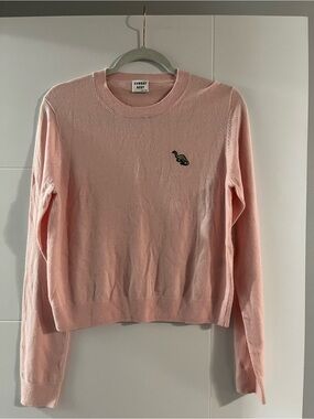 Aritzia Sunday Best Light Pink Crewneck Sweater with Embroidered Detail